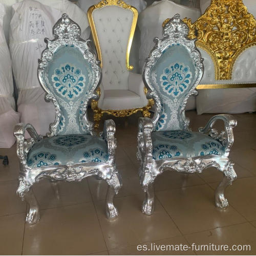 Acento de madera antiguo Sillas de terciopelo Throne Luxury